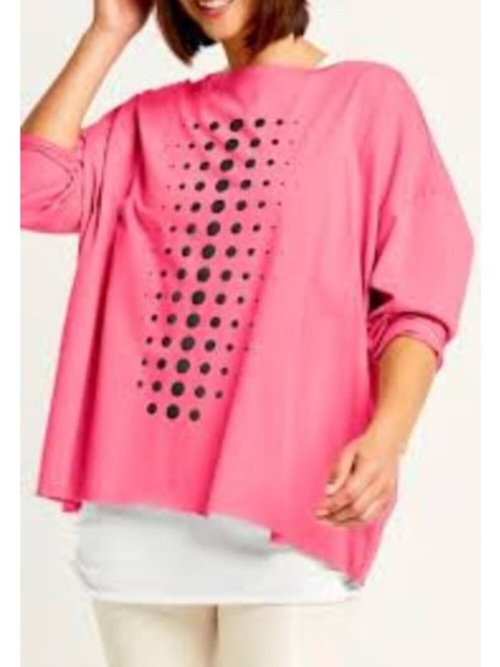 PLANET by Lauren G Dot Dot Dot Boxy Tee Shirt Pink